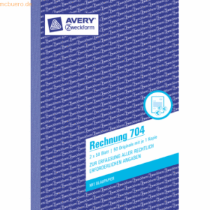 Avery Zweckform Formularbuch Rechnung A5 hoch VE=2x50 Blatt