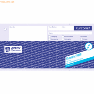 10 x Avery Zweckform Formularbuch Kurzbrief 1/3 A4 VE=100 Blatt