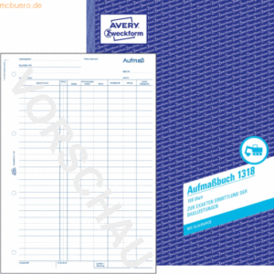 Avery Zweckform Formularbuch Aufmaßbuch A4 100 Blatt