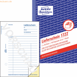 Avery Zweckform Formularbuch Lieferschein A6 selbstdurchschreibend VE=