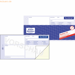 Avery Zweckform Formularbuch Kurzbrief 1/3 A4 VE=2x40 Blatt