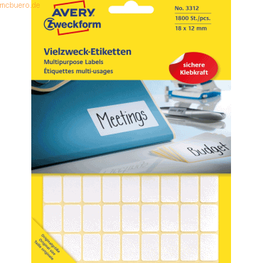 Avery Zweckform Etiketten 18x12mm VE=1800 Stück weiß