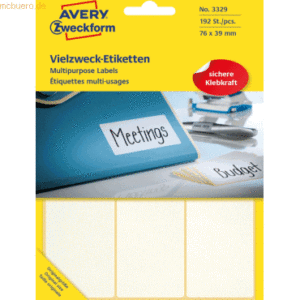 Avery Zweckform Etiketten 76x39mm VE=192 Stück weiß