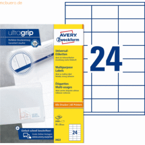 Avery Zweckform Universal-Etiketten ultragrip 70x35 mm VE=2.400 Etiket