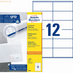 Avery Zweckform Universal-Etiketten ultragrip 105x48 mm VE=1.200 Etike