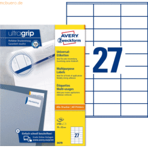 Avery Zweckform Universal-Etiketten ultragrip 70x32 mm VE=2.700 Etiket