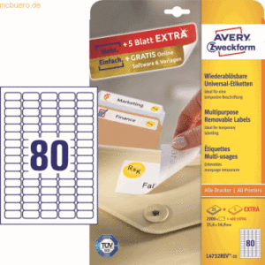 Avery Zweckform Etiketten Inkjet/Laser/Kopier 35