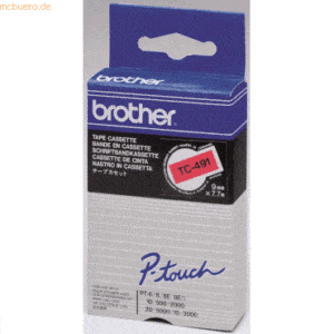 Brother Schriftbandkassette 9mm TC-491 rot/schwarz