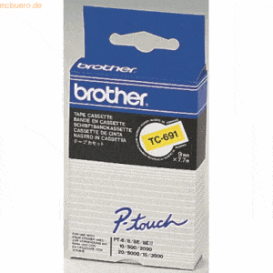 Brother Schriftbandkassette 9mm TC-691 gelb/schwarz