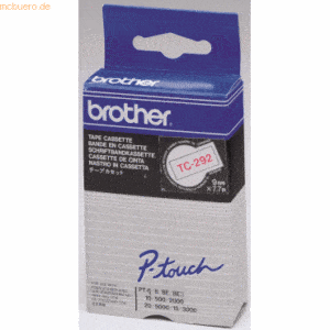Brother Schriftbandkassette 9mm TC-292 weiß/rot