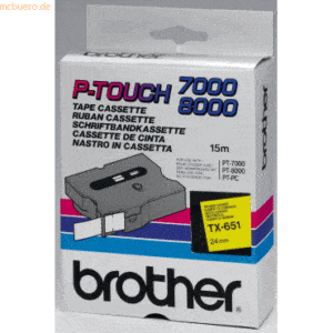 Brother Schriftbandkassette 24mm TX-651 gelb/schwarz