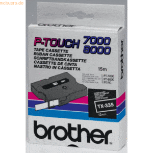 Brother Schriftbandkassette 12mm TX-335 schwarz/weiß