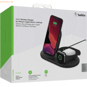 Belkin Belkin 3-in-1 Wireless Ladestation f. Apple Watch & iPhone blk