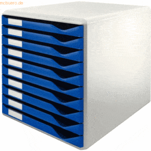 Leitz Bürobox Formularset 10 Schubladen lichtgrau/blau