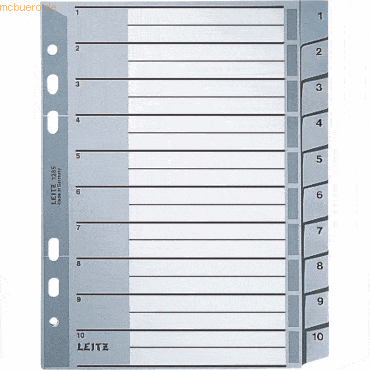 Leitz Register A5 1-10 PP grau mit Deckblatt