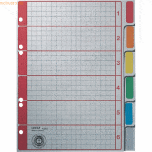 Leitz Register A5 blanko 6-teilig 230g/qm farbige Taben