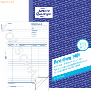 Avery Zweckform Formularbuch Bestellungen A5 2x50 Blatt