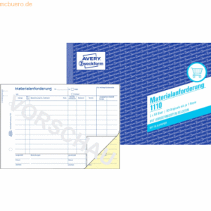 Avery Zweckform Formularbuch Materialanforderungen A5 quer VE=2x50 Bla