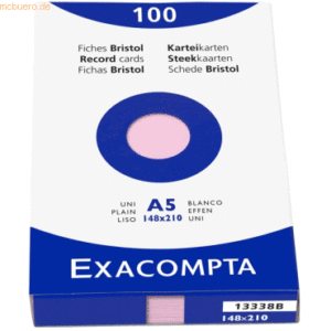 Exacompta Karteikarten A5 blanko rosa VE=100 Stück