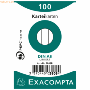 Exacompta Karteikarten A8 liniert weiß VE=100 Stück