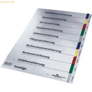 25 x Durable Versicherungsregister A4 Hartfolie farbig