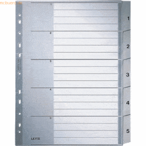 10 x Leitz Register A4 1-5 PP grau mit Deckblatt