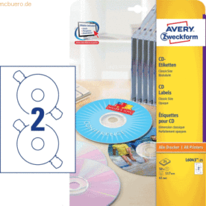 Avery Zweckform CD-Etiketten weiß VE=50