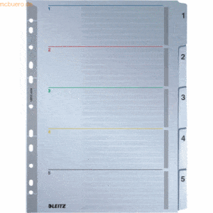 10 x Leitz Register A4 1-5 grau wiederbeschreibbar