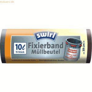 Swirl Müllbeutel 10l mit Fixierband anthrazit VE=15 Stück