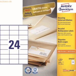 Avery Zweckform Universal-Etiketten 70x36mm Recycling naturweiß VE=240