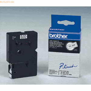 Brother Schriftbandkassette 12mm TC-201A weiß/schwarz VE=10 Stück