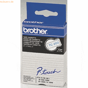 Brother Schriftbandkassette 12mm TC-203 weiß/blau