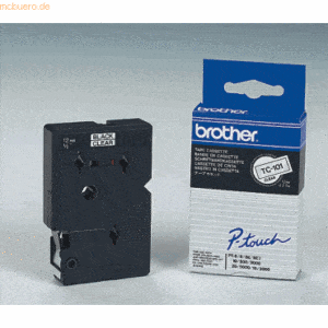 Brother Schriftbandkassette 12mm TC-101A transparent/schwarz VE=10 Stü