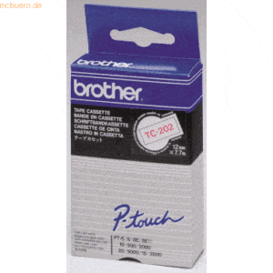 Brother Schriftbandkassette 12mm TC-202 weiß/rot