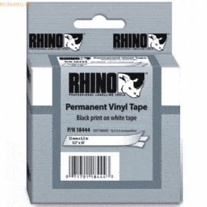 Dymo Beschriftungsband für Rhino 12mm Vinyl schwarz auf weiß