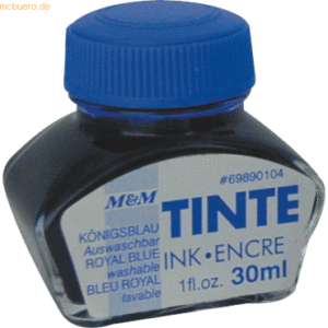 12 x M+M Tinten 30ml Glas blau