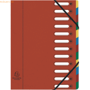 Exacompta Ordnungsmappe A4 12 Fächer Karton rot