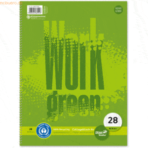 Staufen Collegeblock Green A4 60 g/qm kariert 5mm mit DR 80 Blatt