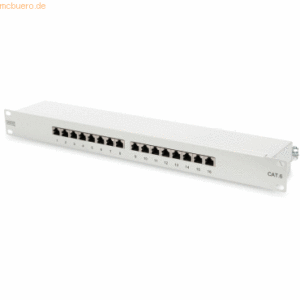 Assmann DIGITUS CAT 6 Klasse E Patch Panel geschirmt 16-Port grau