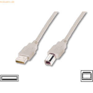 Assmann ASSMANN USB 2.0 Kabel Typ A-B 3.0m USB 2.0 konform beige