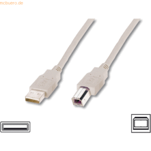 Assmann ASSMANN USB 2.0 Kabel Typ A-B 1.0m USB 2.0 konform beige