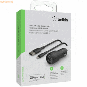 Belkin Belkin Dual USB-A Kfz-Ladegerät incl. Lightning Kabel 1m 24W b