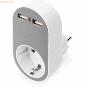 Assmann DIGITUS Universal Steckdosenadapter mit 2 x USB-A