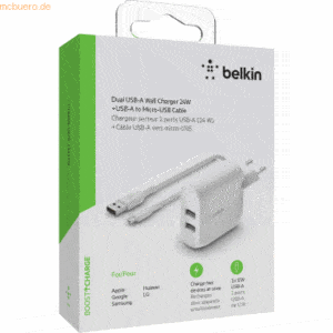 Belkin Belkin Dual USB-A Ladegerät incl. Micro-USB Kabel 1m 24W weiß