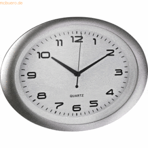 Alco Wanduhr oval Kunststoff 40x30cm silber/weiß