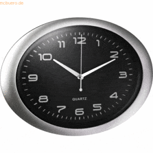 Alco Wanduhr oval Kunststoff 40x30cm silber/schwarz