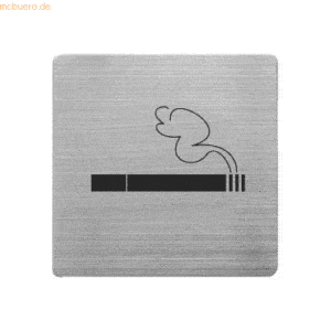 5 x Alco Piktogramm matt gebürsteter Edelstahl Rauchen ja 90x90mm silb