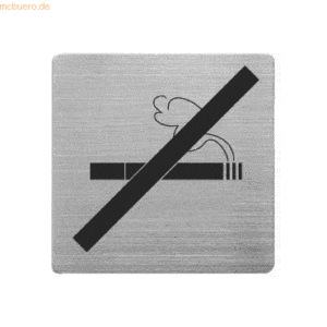 5 x Alco Piktogramm matt gebürsteter Edelstahl Rauchen nein 90x90mm si