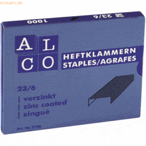 100 x Alco Heftklammern Stahl verzinkt 23/6 VE=1000 Stück