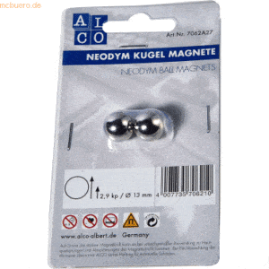 Alco Kugelmagnet Neodoym Neodym (Nd) 13mm TG 2900 g silber VE=2 Stück